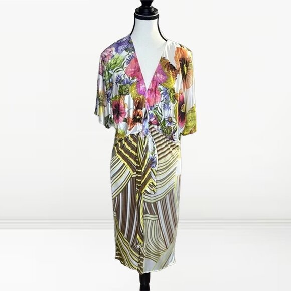 CAVALLI cocktail dress wrap floral size 12 - Picture 1 of 6